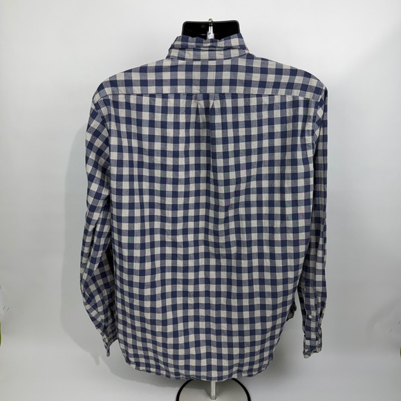 J.Crew Mens Navy Blue White Gingham Check Button Down Shirt Long Sleeve L - Picture 10 of 10